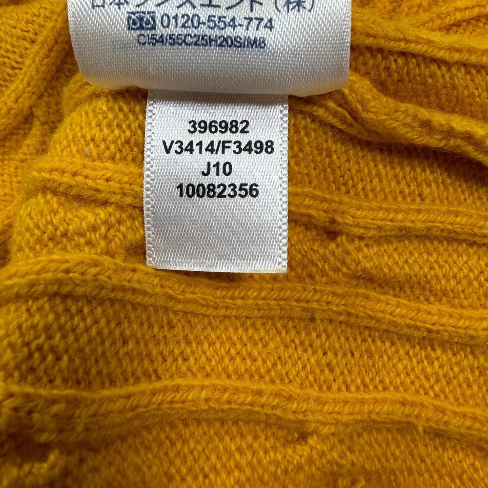 Lands' End Mustard Yellow Cable Knit Crewneck Sweater 2X 20W-22W Wool Blend